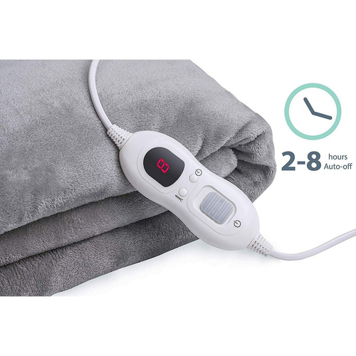 V201-FDZ1316GR8AU-208704-04 Double-side Flannel Heated Electric Throw Rug Blanket Fast Heating Warm Washable GREY - Image 5