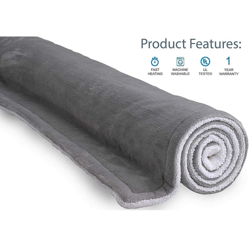 V201-FDZ1316GR8AU-208704-05 Double-side Flannel Heated Electric Throw Rug Blanket Fast Heating Warm Washable GREY - Image 6