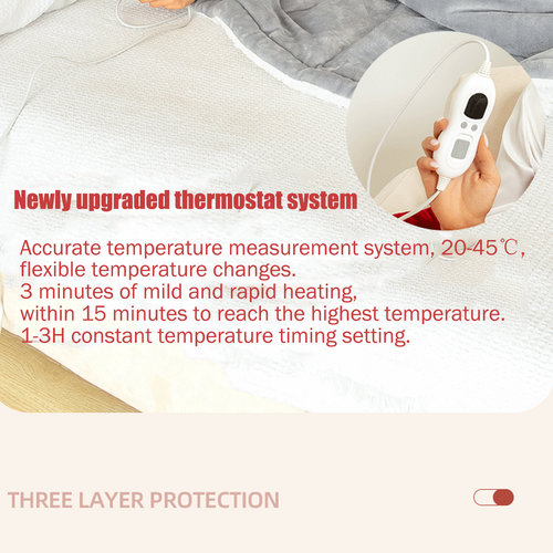 V201-FDZ1316GR8AU-208704-06 Double-side Flannel Heated Electric Throw Rug Blanket Fast Heating Warm Washable GREY - Image 7