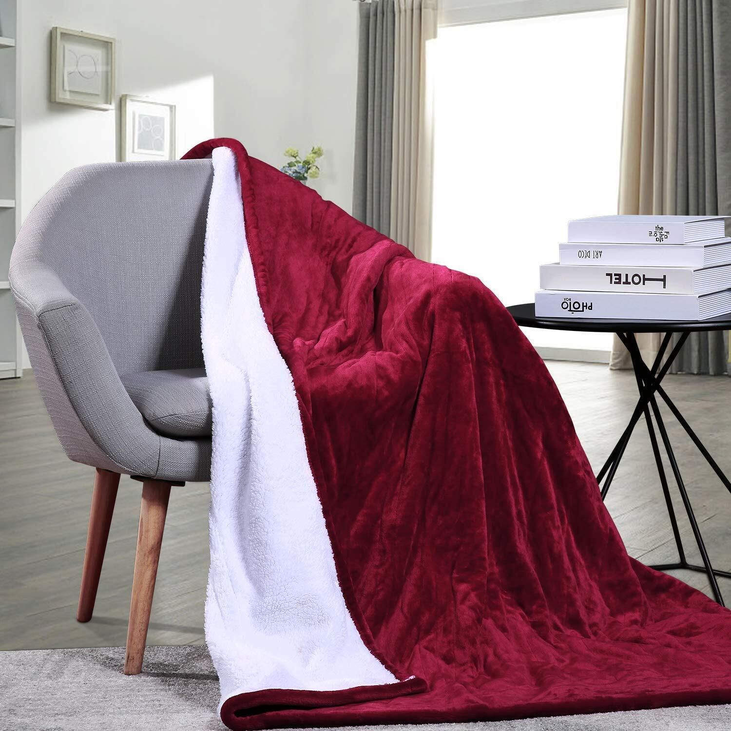 V201-FDZ1316RE8AU-208686-01 Double-side Flannel Heated Electric Throw Rug Blanket Fast Heating Warm Washable RED - Image 2