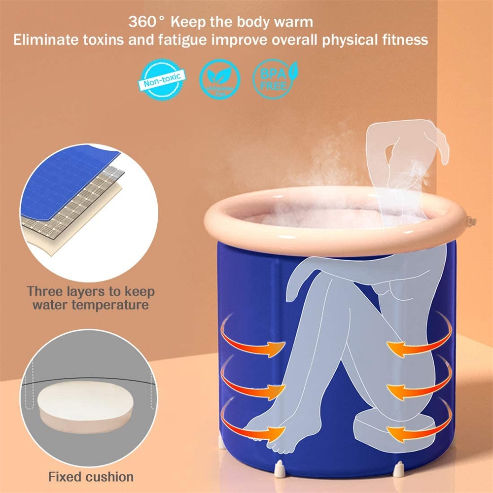 V201-HB001DB-AU-69560-01 Portable Bathtub Bath Tub Folding Bathtub Portable PVC Water Tub Spa Bath Tub - Image 2