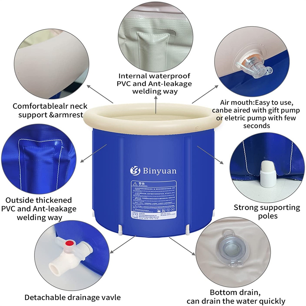 V201-HB001DB-AU-69560-02 Portable Bathtub Bath Tub Folding Bathtub Portable PVC Water Tub Spa Bath Tub - Image 3