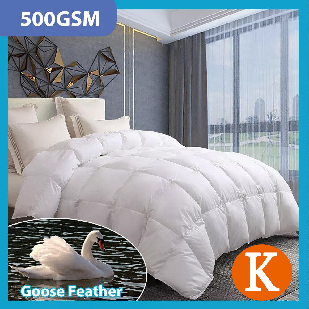 V201-W12782670-202504141832-00 Goose Feather Down Quilt 500 GSM Duvet Doonas King:240x210cm - Image 1