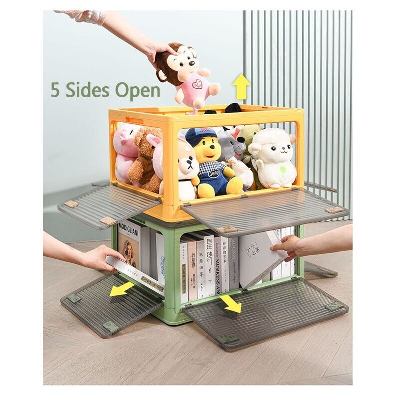 V201-W12882189-223398-02 28L yellow Storage Container Stackable 5 Sides Open Top Lid Transparent Foldable - Image 3