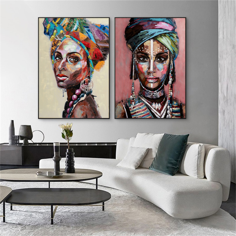 V207-1331-4-146085-01 Wall Art 100cmx150cm African women 2 Sets Black Frame Canvas - Image 2