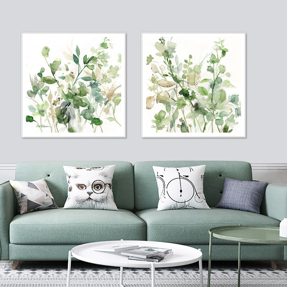 V207-1393-4-145904-02 Wall Art 100cmx100cm  Sage Garden By Carol Robinson 2 Sets White Frame Canvas - Image 3