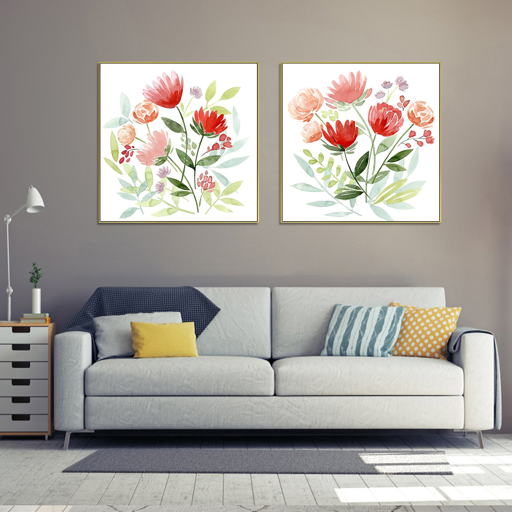 V207-1517-4-146296-02 Wall Art 100cmx100cm Florals 2 Sets Gold Frame Canvas - Image 3