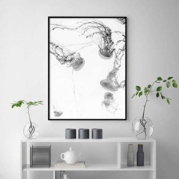 V207-16842-130942-03 Wall Art 90cmx135cm Jellyfish Black Frame Canvas - Image 4
