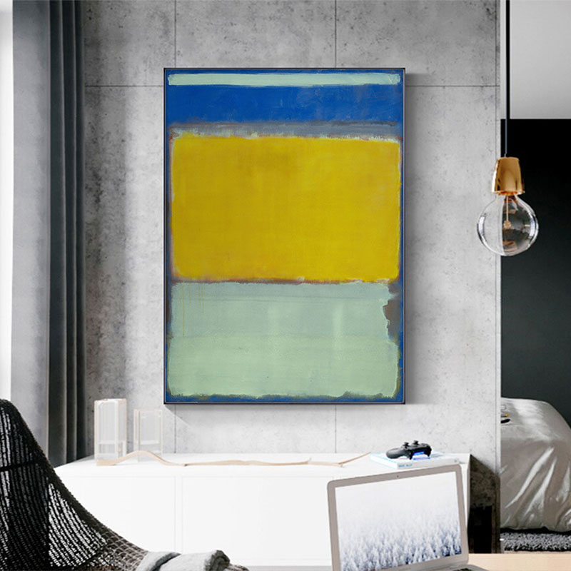 V207-17113-130898-03 Wall Art 100cmx150cm Blue Yellow Green By Mark Rothko Black Frame Canvas - Image 4