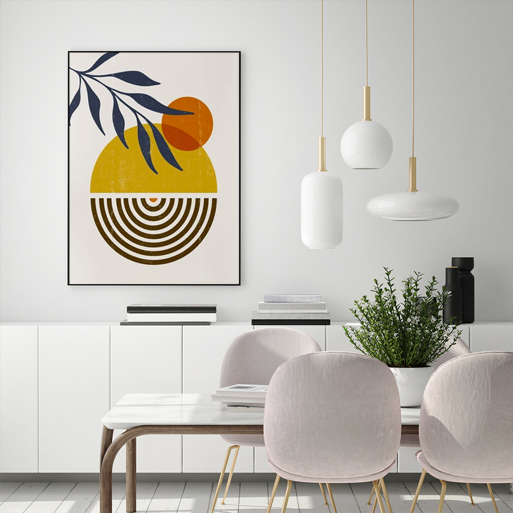 V207-17782-130826-02 Wall Art 90cmx135cm Sun and Moon Black Frame Canvas - Image 3