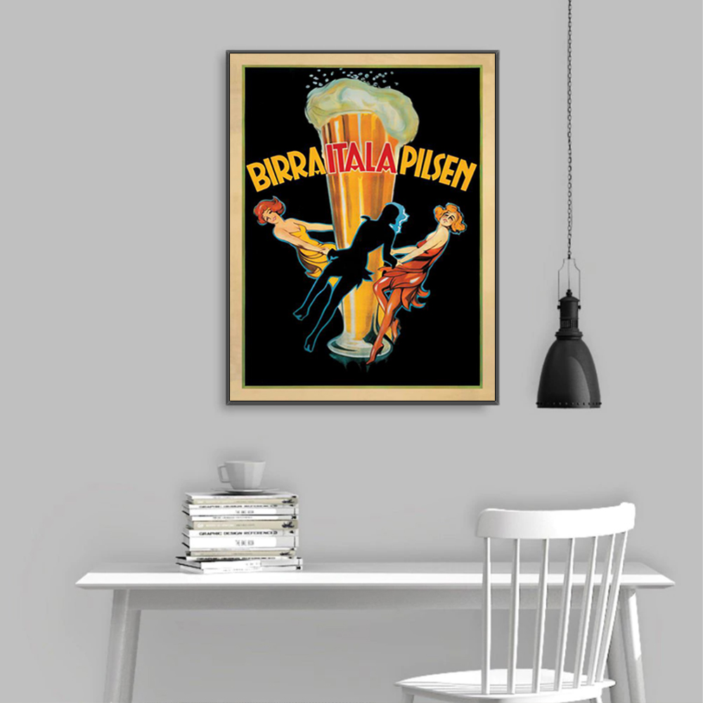 V207-17993-130818-02 Wall Art 100cmx150cm Birra Itala Pilsen Black Frame Canvas - Image 3