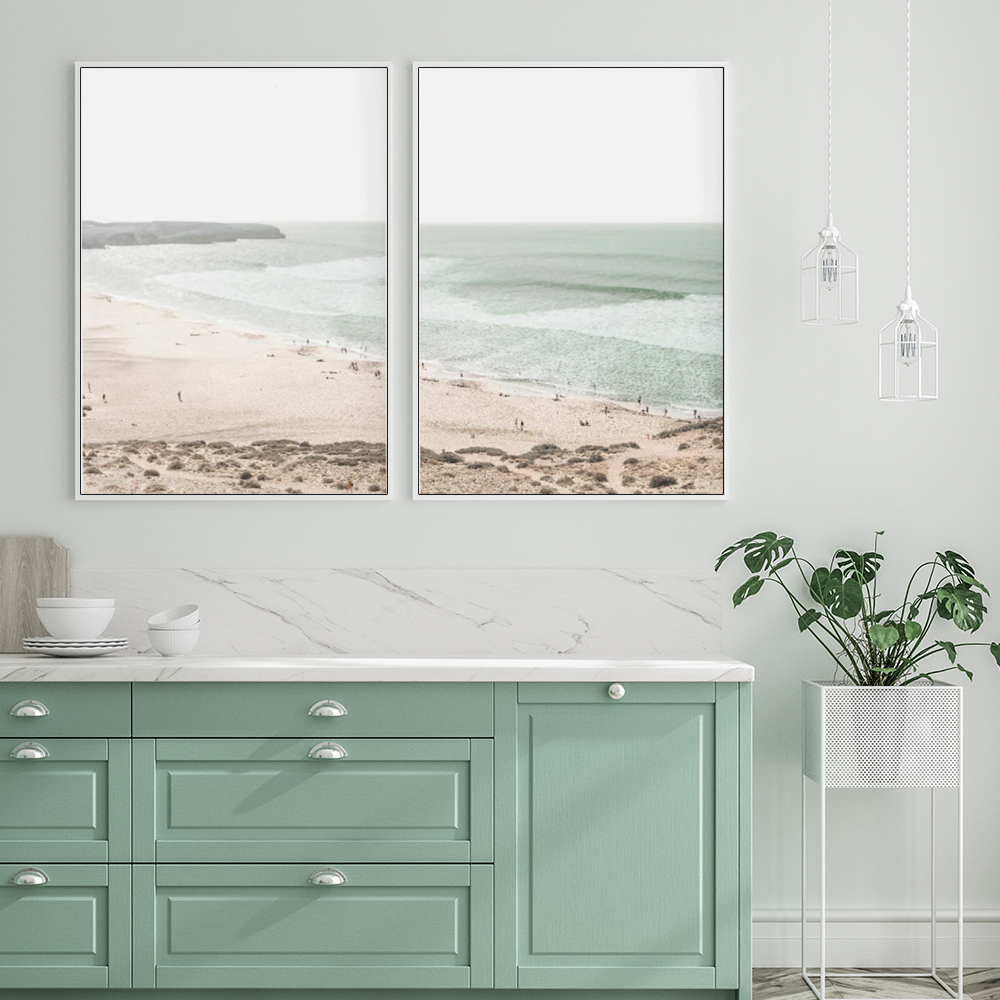 V207-19344-97711-01 Wall Art 90cmx135cm Coastal Prints 2 Sets White Frame Canvas - Image 2
