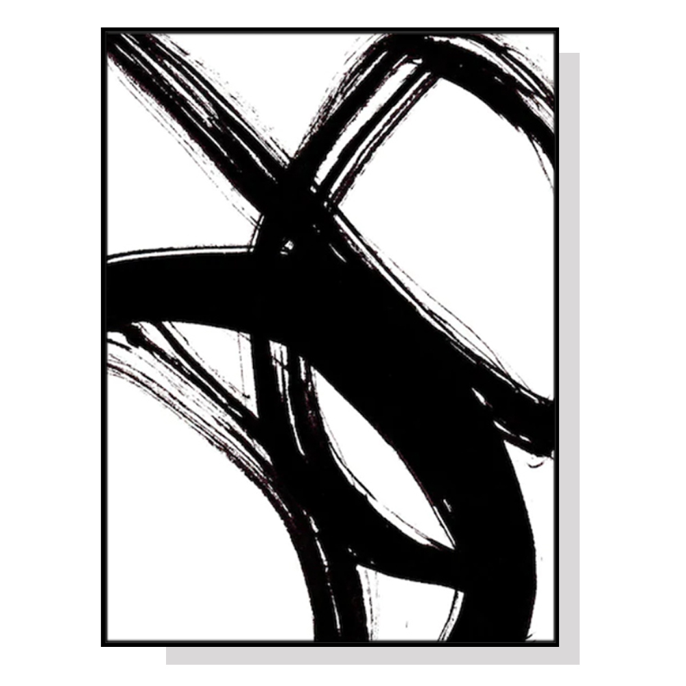 V207-19592-97758-00 Wall Art 90cmx135cm Minimalist Black Artwork Black Frame Canvas - Image 1