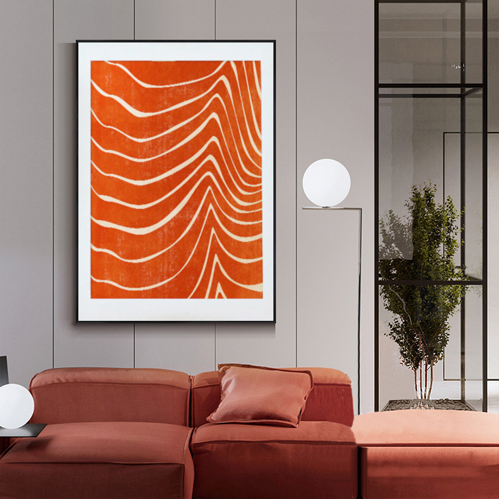 V207-19983-97778-01 Wall Art 100cmx150cm Abstract Orange Black Frame Canvas - Image 2
