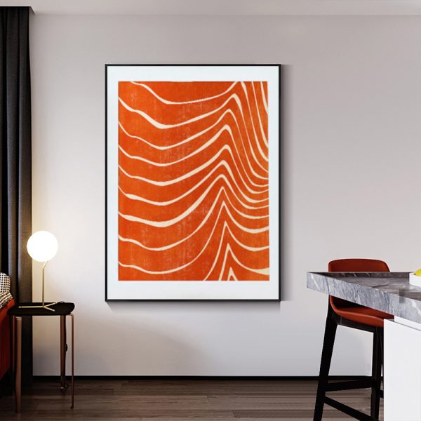 V207-19983-97778-02 Wall Art 100cmx150cm Abstract Orange Black Frame Canvas - Image 3