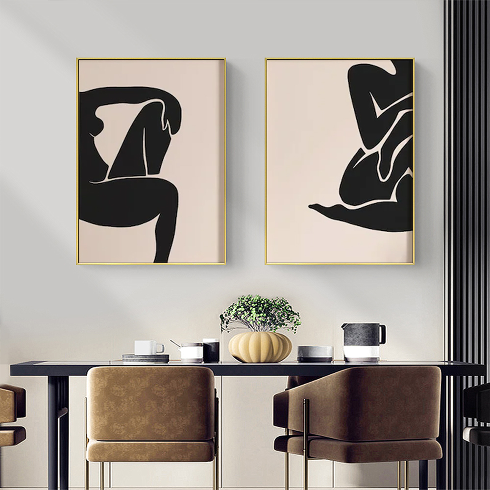 V207-20264-97596-01 Wall Art 100cmx150cm Female Figure 2 Sets Gold Frame Canvas - Image 2