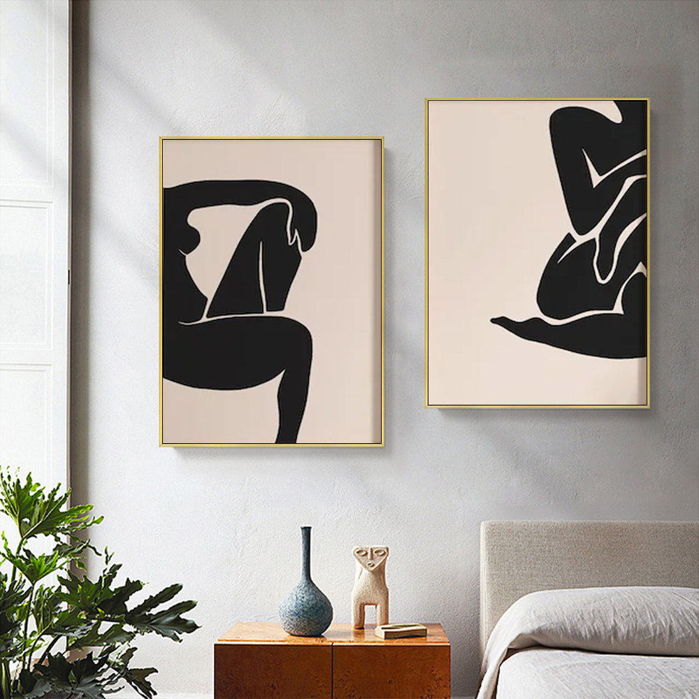 V207-20264-97596-02 Wall Art 100cmx150cm Female Figure 2 Sets Gold Frame Canvas - Image 3