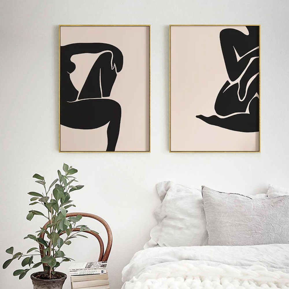 V207-20264-97596-03 Wall Art 100cmx150cm Female Figure 2 Sets Gold Frame Canvas - Image 4