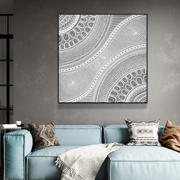 V207-20363-97604-03 Wall Art 100cmx100cm Nayiri Bami Black Frame Canvas - Image 4