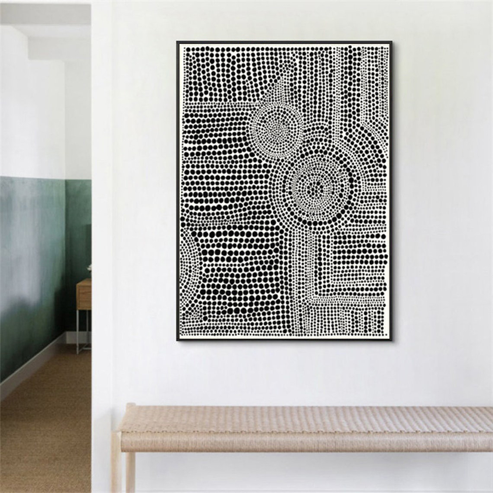 V207-20682-97579-02 Wall Art 90cmx135cm Clustered Dots A Black Frame Canvas - Image 3