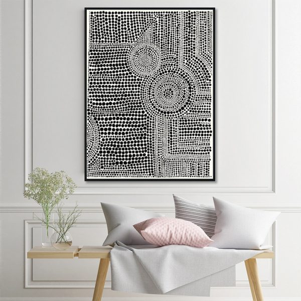 V207-20682-97579-03 Wall Art 90cmx135cm Clustered Dots A Black Frame Canvas - Image 4