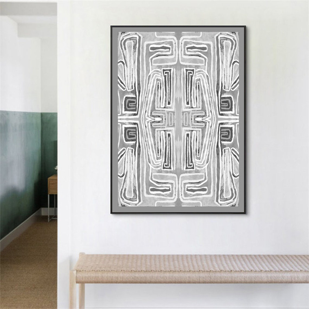V207-21172-97528-01 Wall Art 90cmx135cm Abstract Mountain Black Frame Canvas - Image 2
