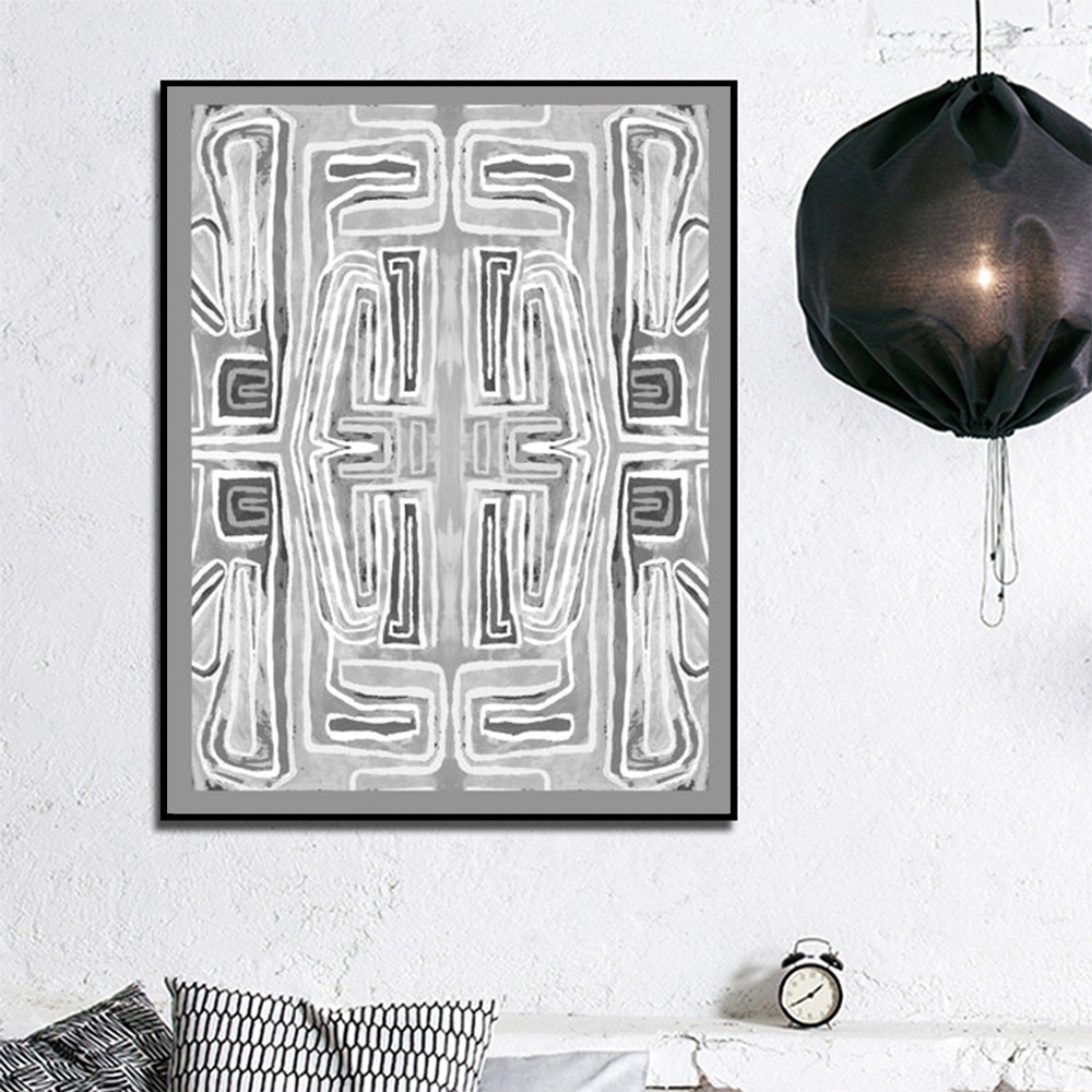 V207-21172-97528-03 Wall Art 90cmx135cm Abstract Mountain Black Frame Canvas - Image 4