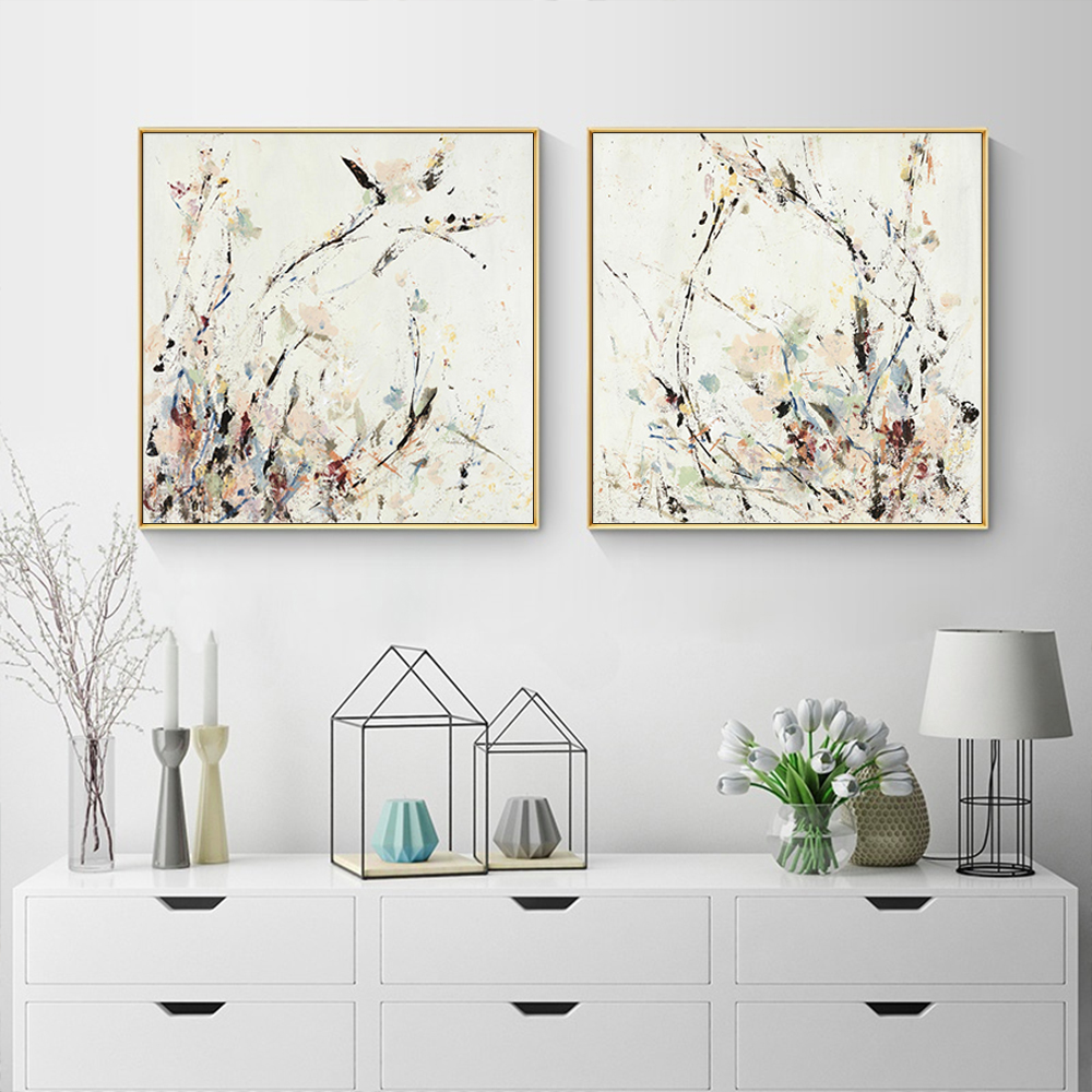 V207-21213-97532-01 Wall Art 100cmx100cm Afternoon Walk 2 Sets Gold Frame Canvas - Image 2