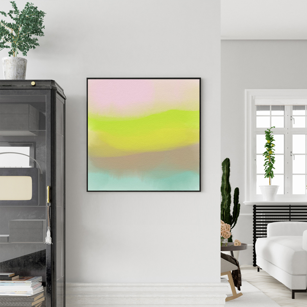 V207-22032-96732-01 Wall Art 90cmx90cm Colorful Watercolor Black Frame Canvas - Image 2