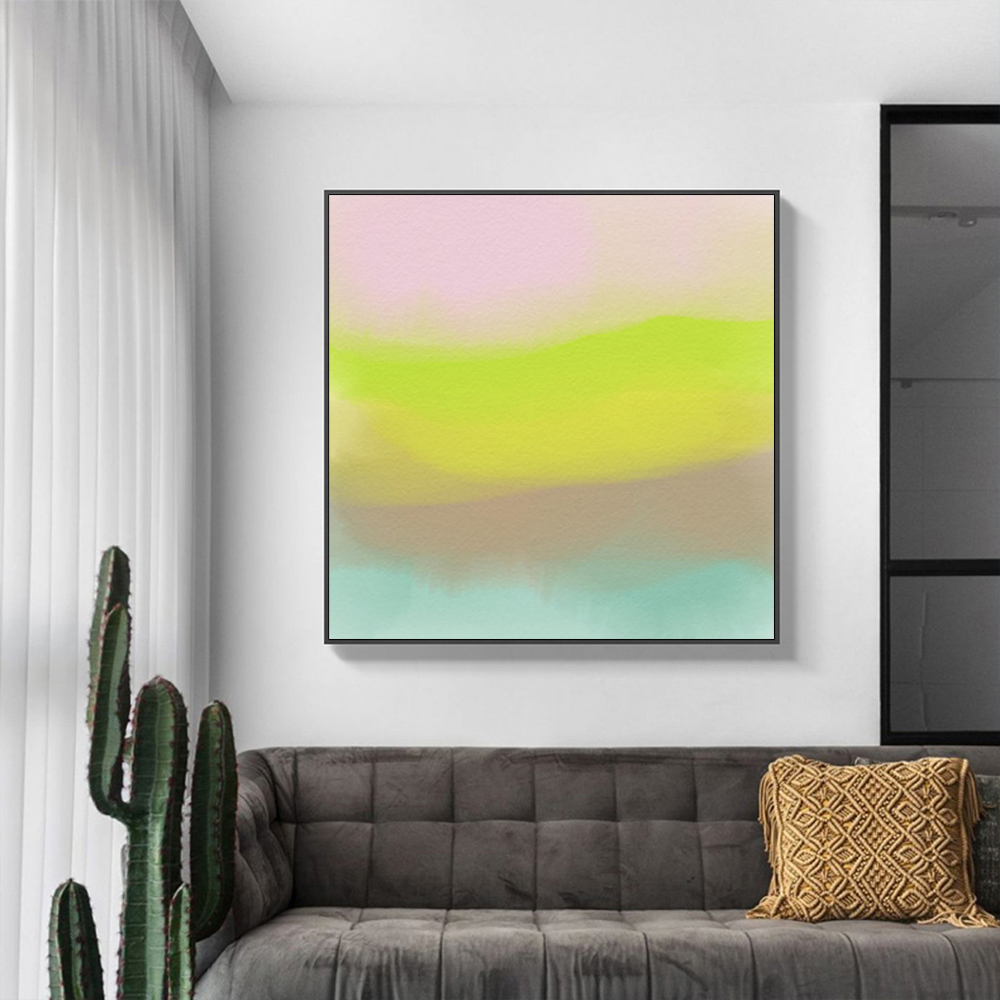 V207-22032-96732-02 Wall Art 90cmx90cm Colorful Watercolor Black Frame Canvas - Image 3