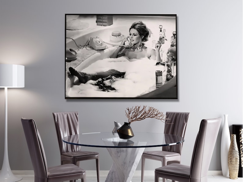 V207-2251-008-183730-01 Wall Art 100cmx150cm Brigitte Bardot In the bath poster, Black Frame Canvas - Image 2