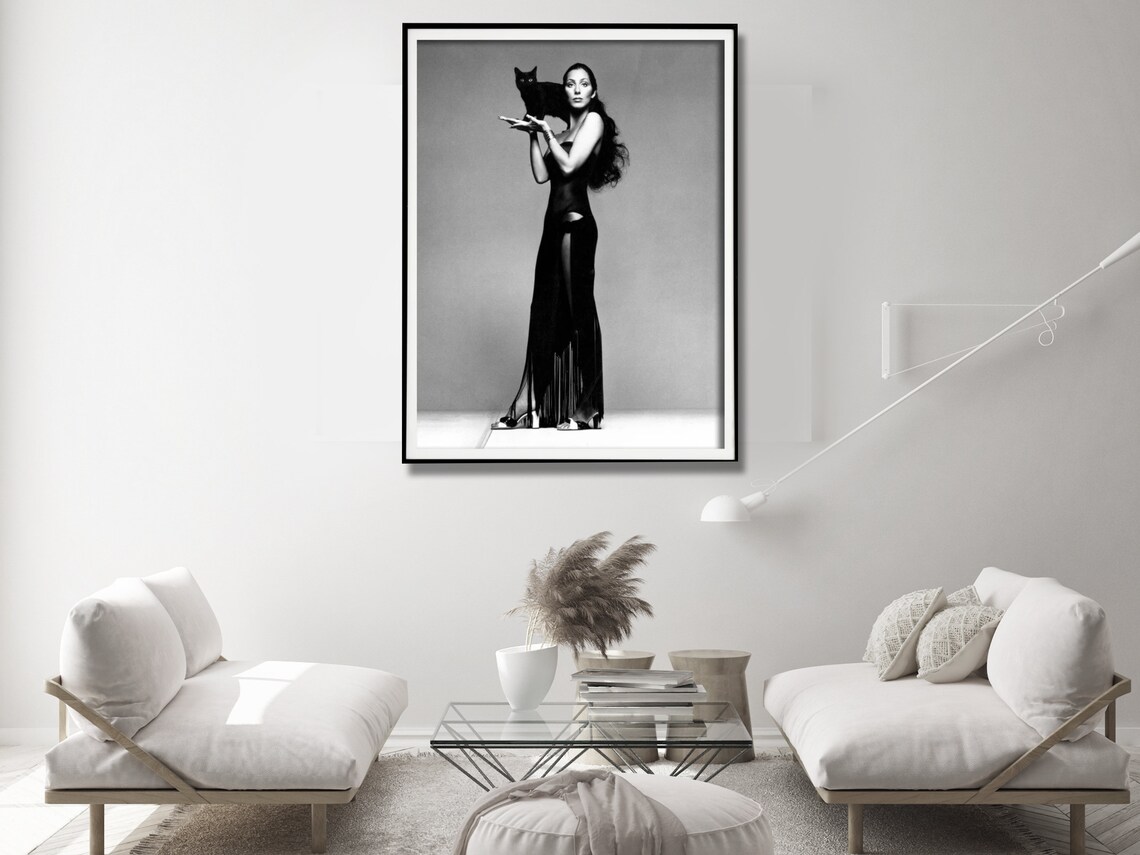 V207-2253-008-183941-03 Wall Art 100cmx150cm Cher Music Black and White, Black Frame Canvas - Image 4
