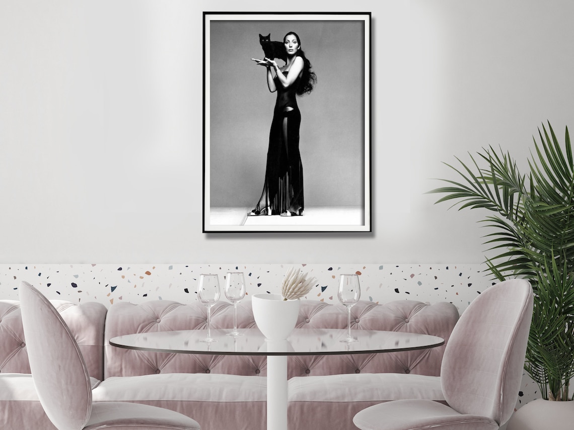 V207-2253-008-183941-04 Wall Art 100cmx150cm Cher Music Black and White, Black Frame Canvas - Image 5