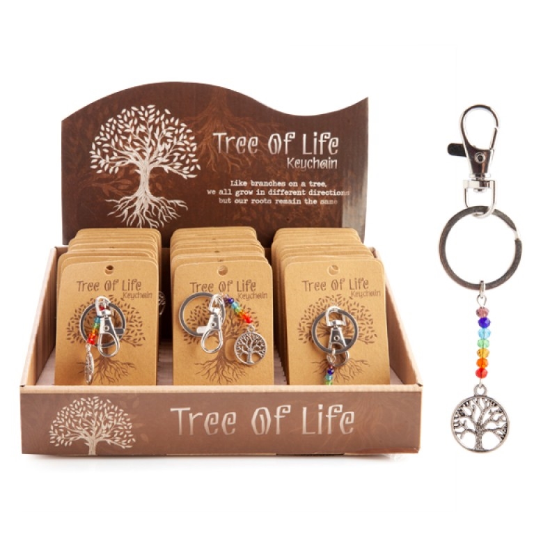 V210-2670292-92343-00 Tree Of Life Rainbow Bead Keychain - Image 1