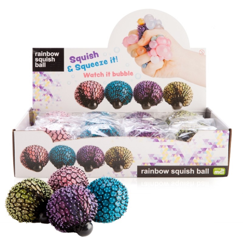 V210-2680416-64902-00 Spiky Rainbow Mesh Squish Ball (SENT AT RANDOM) - Image 1