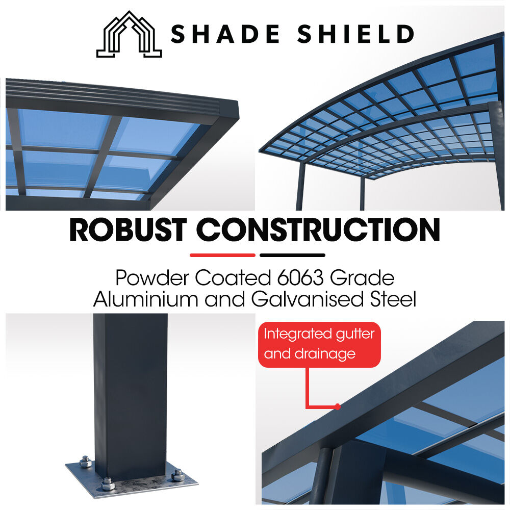 V219-CPRDBLPCDM2A-225309-02 SHADE SHIELD Arched Double Carport 6.0m x 5.5m x 3.4m, Aluminium Alloy Frame, Polycarbonate Roof, Shelter for Car or Outdoor Living - Image 3