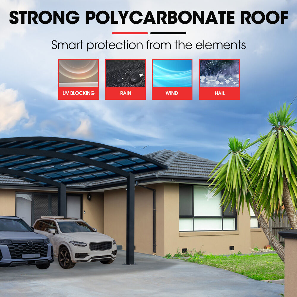 V219-CPRDBLPCDM2A-225309-03 SHADE SHIELD Arched Double Carport 6.0m x 5.5m x 3.4m, Aluminium Alloy Frame, Polycarbonate Roof, Shelter for Car or Outdoor Living - Image 4