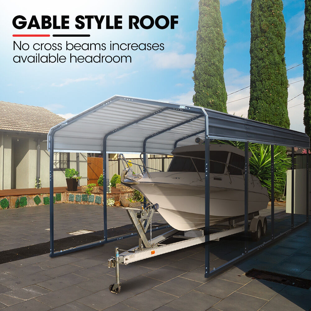V219-CPRSINPCSG6A-202504141840-07 SHADE SHIELD Single Carport Shed 3.3 x 6 x 2.9m, Galvanised Steel Frame, Powder Coated Gable Roof, Shelter for Car Caravan Boat Tractor Agricultural - Image 8