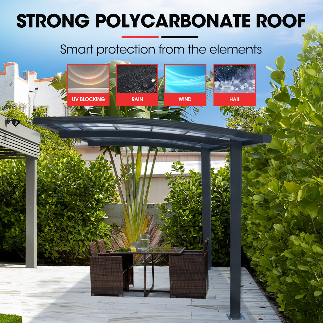 V219-CPRSINPCSL2A-202505081820-03 SHADE SHIELD Single Cantilever Carport 3.0m x 5.5m x 3.5m, Aluminium Alloy Frame, Polycarbonate Roof, Shelter for Car or Outdoor Living - Image 4