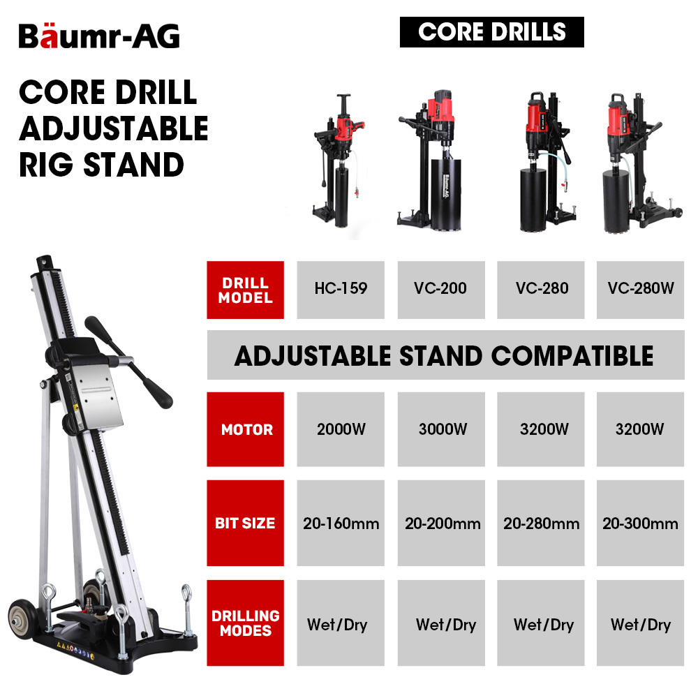 V219-DRLSTDBM431A-225718-09 BAUMR-AG Adjustable Core Drill Wheeled Rig Stand - Image 10