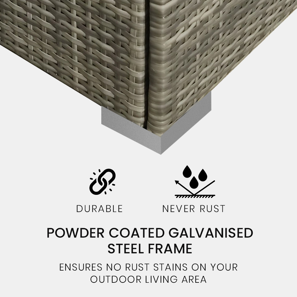 V219-FURODRLONAAG4-74009-01 LONDON RATTAN 1 Seater Outdoor Sofa Modular Lounge Chair, Grey - Image 2