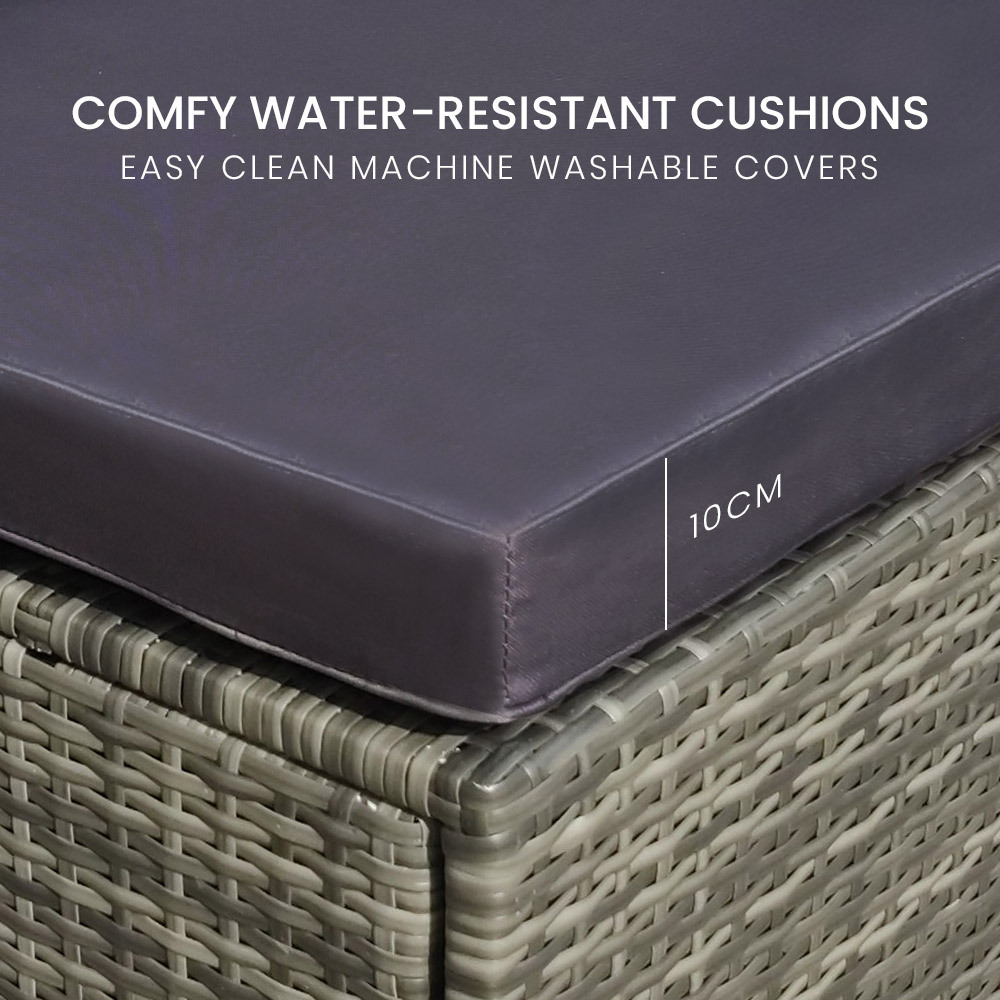 V219-FURODRLONAAG4-74009-02 LONDON RATTAN 1 Seater Outdoor Sofa Modular Lounge Chair, Grey - Image 3