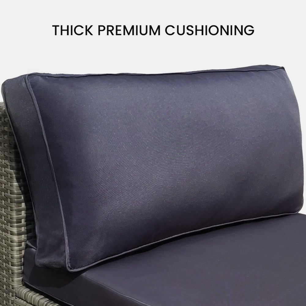 V219-FURODRLONAAG4-74009-04 LONDON RATTAN 1 Seater Outdoor Sofa Modular Lounge Chair, Grey - Image 5