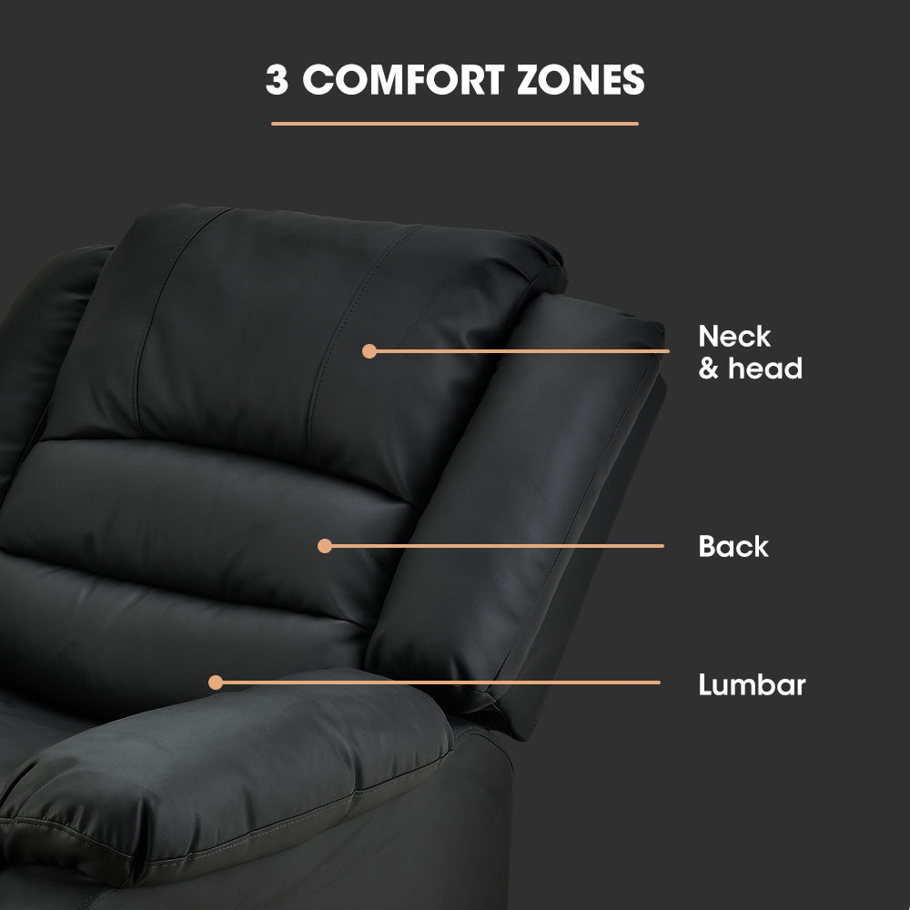 V219-HECRCRFOA4MB-74084-04 FORTIA Luxury Recliner Lounge Chair, Single Faux Leather Armchair, for Home Theatre Cinema, Elderly, Black - Image 5