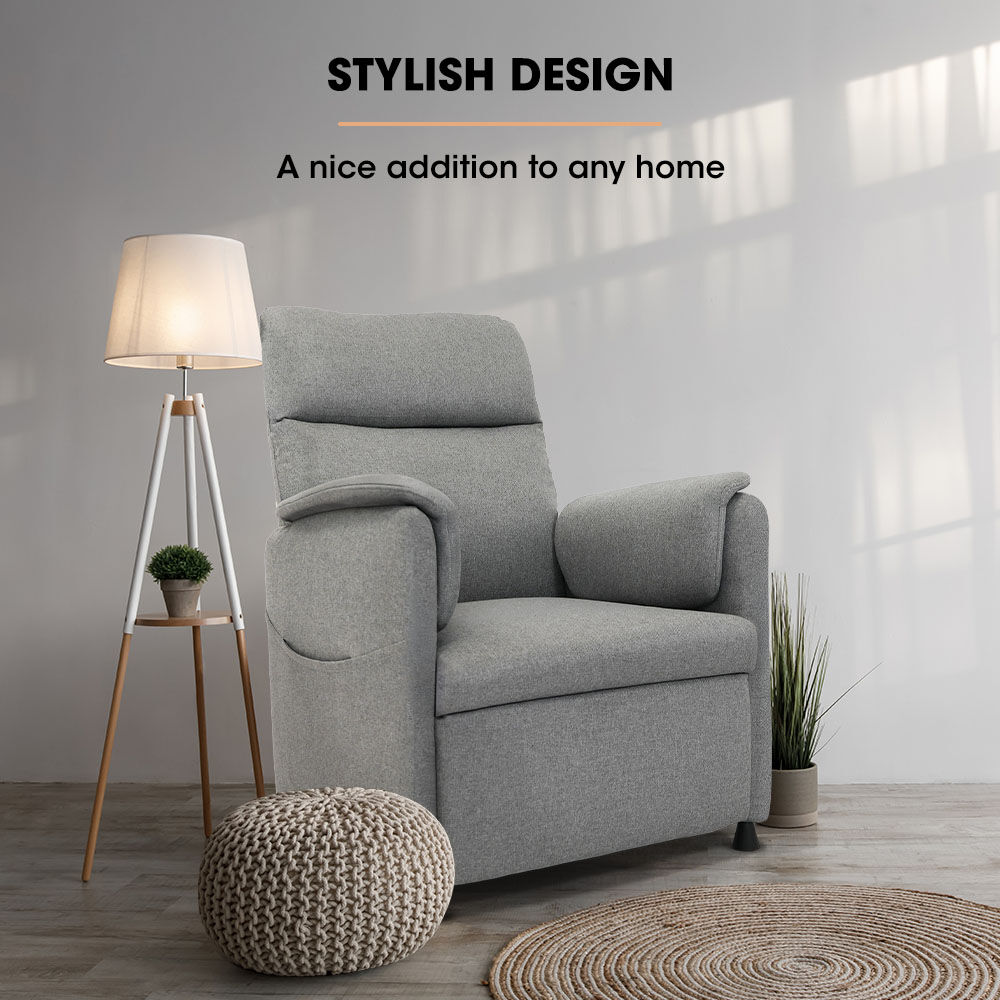 V219-HELMCRFO5GYA-202505231410-04 FORTIA Electric Armchair Recliner, Single Fabric Chair, Grey - Image 5