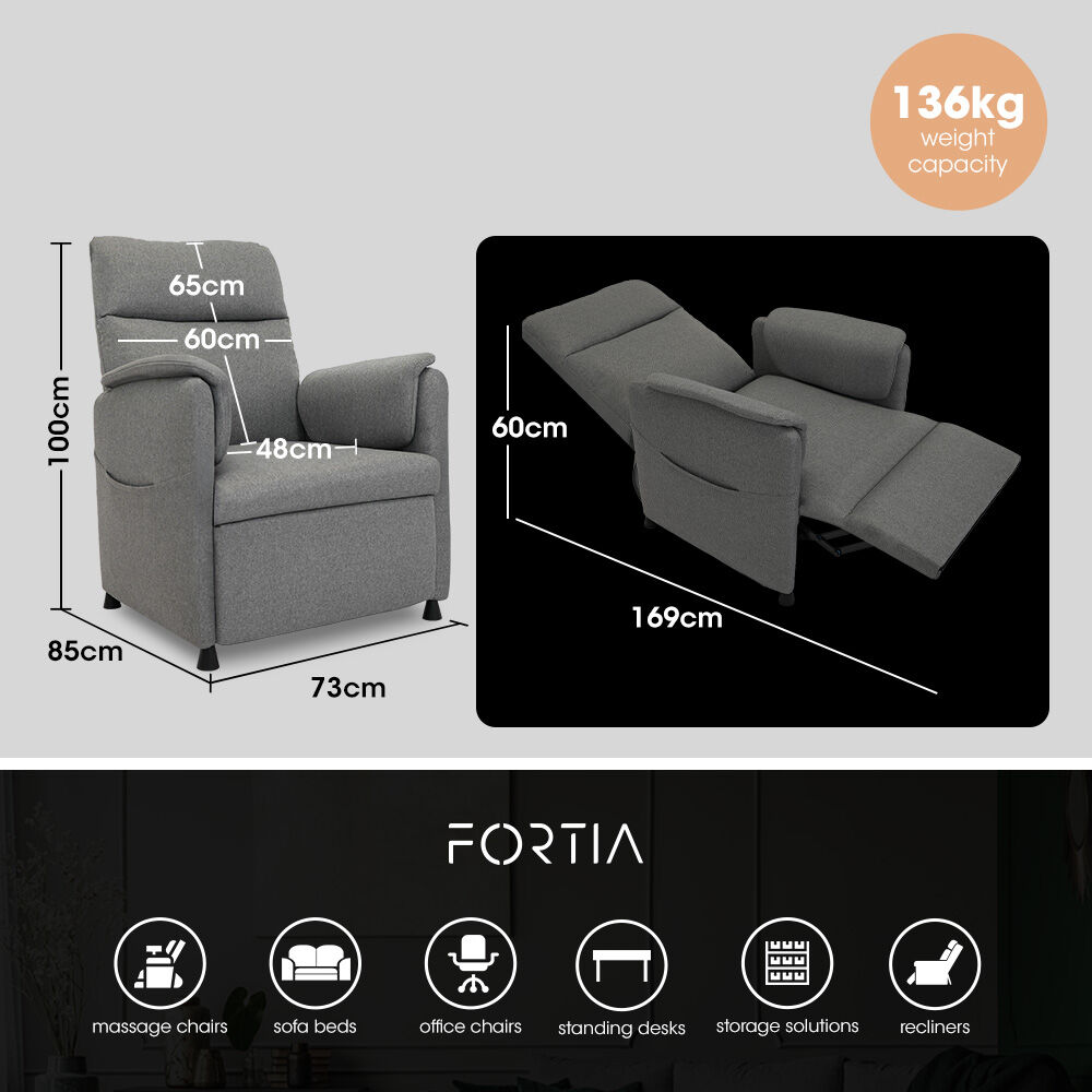 V219-HELMCRFO5GYA-202505231410-08 FORTIA Electric Armchair Recliner, Single Fabric Chair, Grey - Image 9