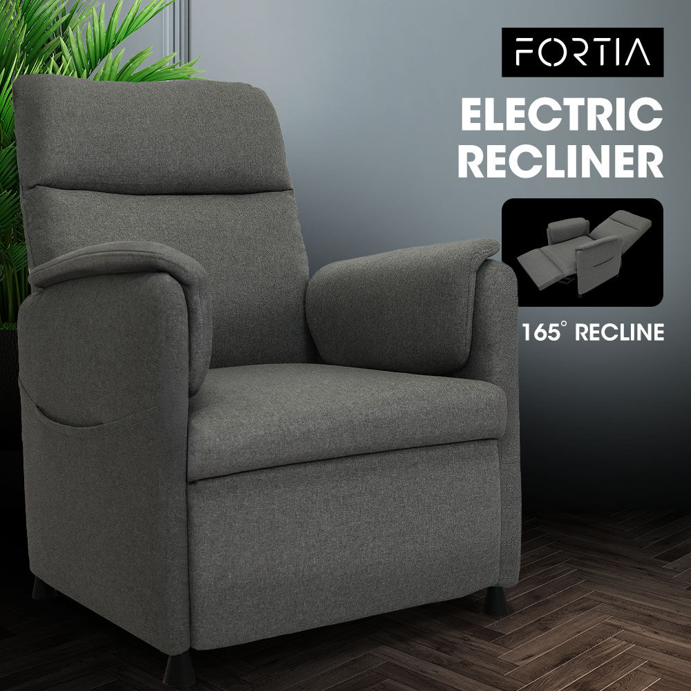V219-HELMCRFO5GYA-202505231410-09 FORTIA Electric Armchair Recliner, Single Fabric Chair, Grey - Image 10