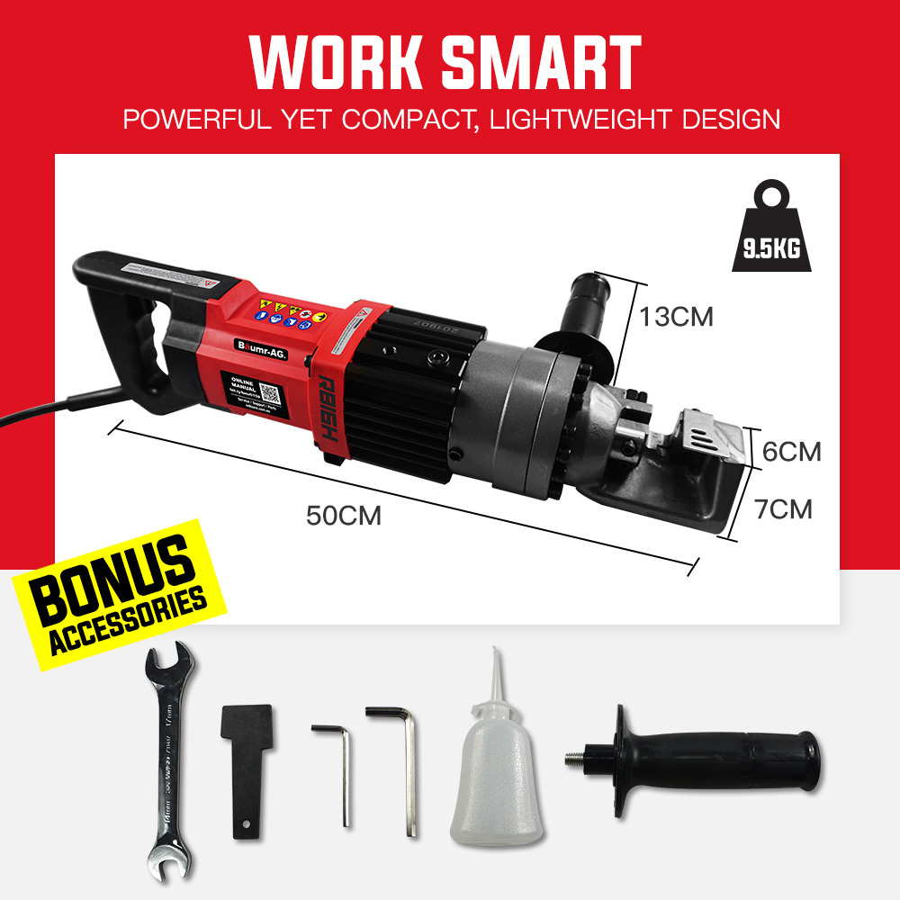 V219-RBCHDRBMRA16H-RBCHDRBMRA16H-05 BAUMR-AG 850W 16mm Rebar Cutter Hydraulic Electric Reo Bar Portable Machine Re - Image 6