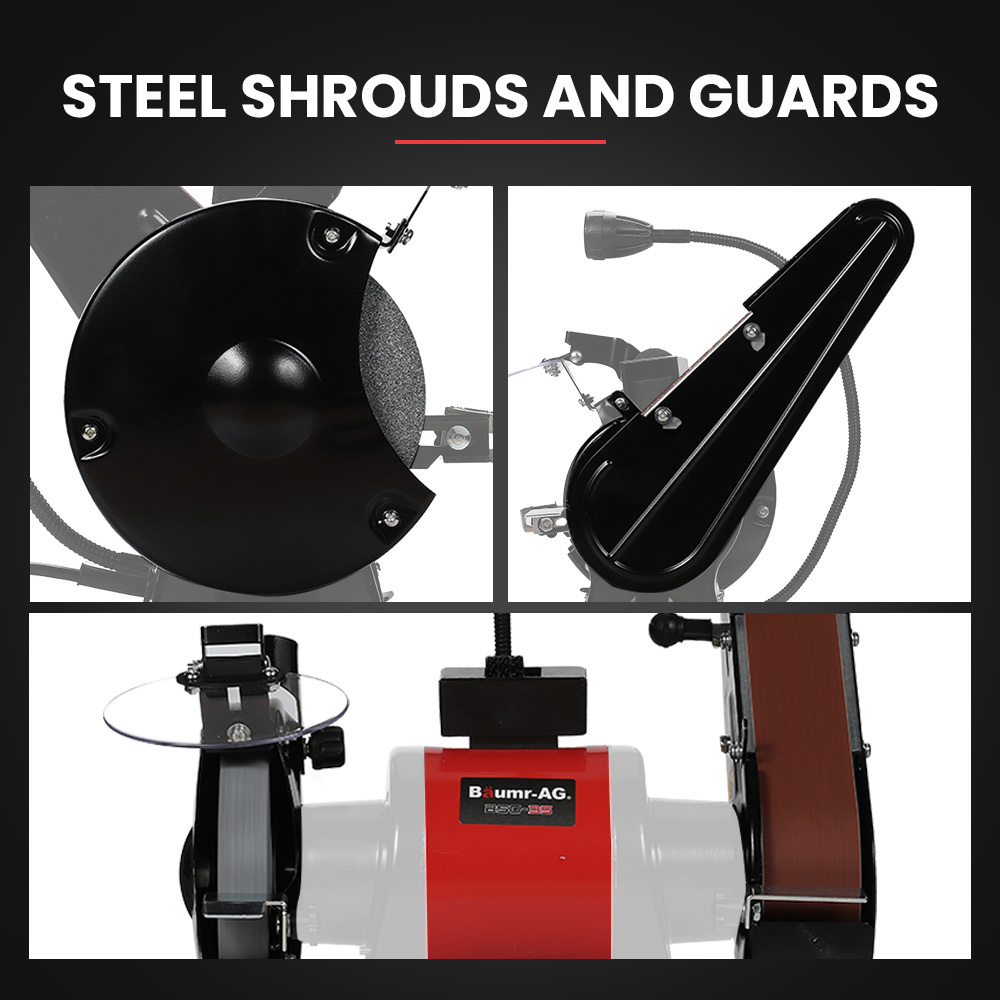 V219-SNDBELBMG35A-225677-04 BAUMR-AG Bench Grinder and Belt Sander Combo, 150mm Grinding Disc, 50 x 686mm Linisher, Brushless Motor, Worklight - Image 5