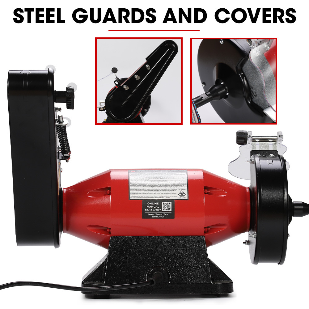 V219-SNDBELBMG65A-225679-04 BAUMR-AG Bench Grinder Sander and Polisher Combo, 150mm Grinding Wheel, 50mm Linisher, 520W Brushless Motor, w/ Wire and Buffing Wheels - Image 5